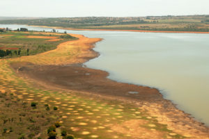 Barragem do Descoberto em 8 de outubro, quando o nível do reservatório estava em 31,57%.