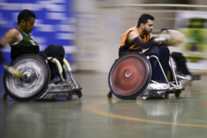 Treino da equipe de rugby paralímpico BSB Quad no Centro Olímpico e Paralímpico do Gama