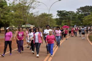 Caminhada no Parque da Cidade reuniu cerca de 250 pessoas para encerrar a campanha Outubro Rosa.  Foto: Tony Winston/Agência Brasília