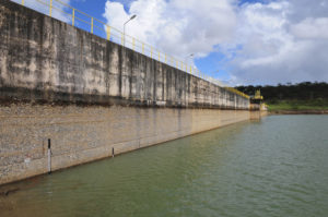 A Barragem do Descoberto em 21 de fevereiro, com nível em 54,2%.