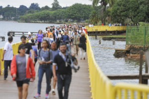 Decks fazem a ligação entre o Pontão, o Parque Penínsual Sul e o Parque Asa Delta, com 500 metros de estrutura sobre a água. Foto: Gabriel Jabur/Agência Brasília